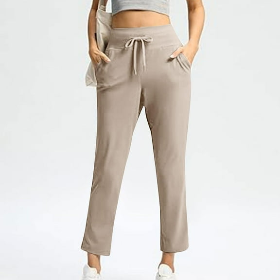 Odbmxy Yoga Pants for Women Plus Size Yellow Ankle Pant Woman Elastic Workout Plain with Pockets Slim Pants,XXL