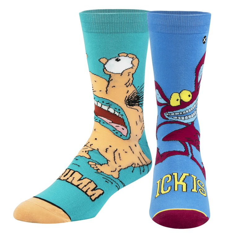 Odd Sox, Aaahh Real Monsters Nickelodeon Cartoon Characters, Fun Cute Socks  for Women, 5-10