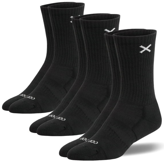 Odd Sox – Basix 3-Pack Crew Socks – Unisex Large Size – Black– Lightweight Athletic Socks for Men &