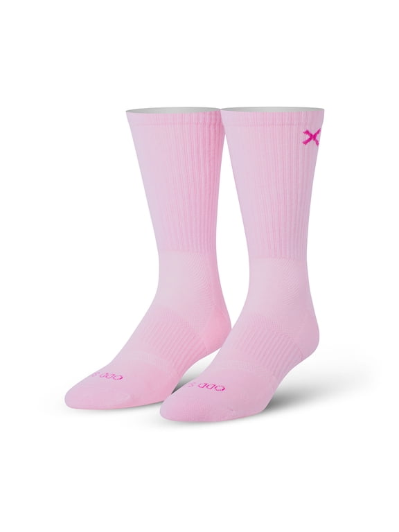 Basix Light Pink Highlighter Tonal Crew Socks – Large – Soft Cotton Blend Cushioned Athletic