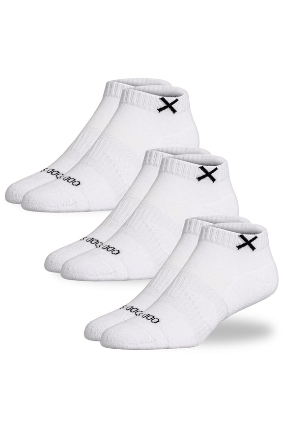 Basix Ankle Socks – Medium Unisex – White | 3 Pack Value Bundle, Lightweight Cotton-Poly