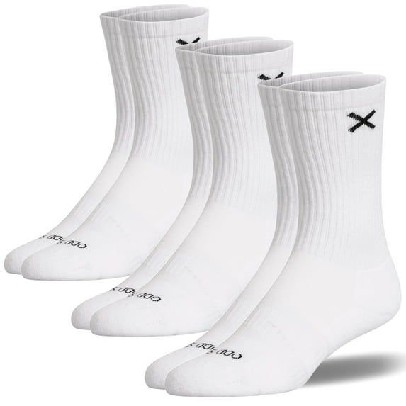 Odd Sox – Basix 3-Pack Crew Socks – Unisex Large Size – White – Lightweight Athletic Socks for Men &
