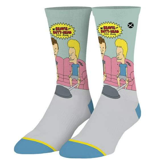 Odd Sox – Beavis and Butt-Head – Funny 90s Cartoon Novelty Crew Socks for Men & Women Retro MTV Show