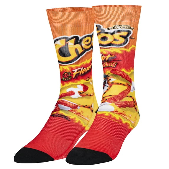 ODD SOX Cheetos Flamin Hot Crunchy Crew Socks Snack Food Novelty Socks Size Large for Men & Women