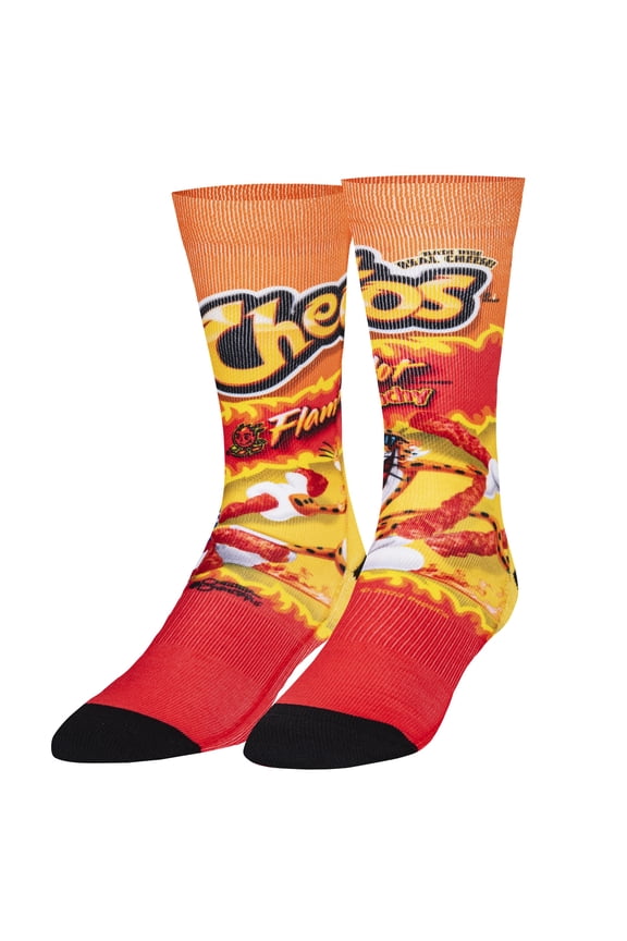 Cheetos Flamin Hot Crunchy Crew Socks Snack Food Novelty Socks Size Large for Men & Women