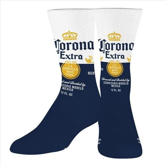 ODD SOX Corona Beer Logo Crew Socks for Men, Colorful, Fun Novelty Print, Large
