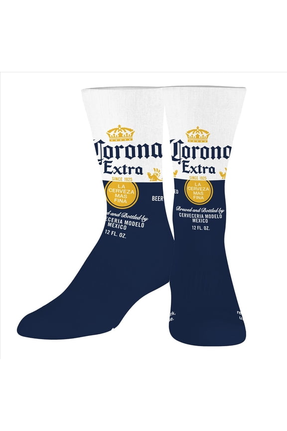 Corona Beer Logo Crew Socks for Men, Colorful, Fun Novelty Print, Large