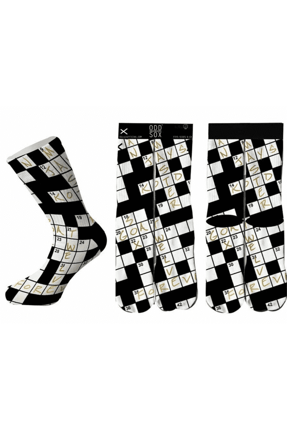 Crossword Puzzle Book Mens Crew Socks Checker Shoe Size 6-13