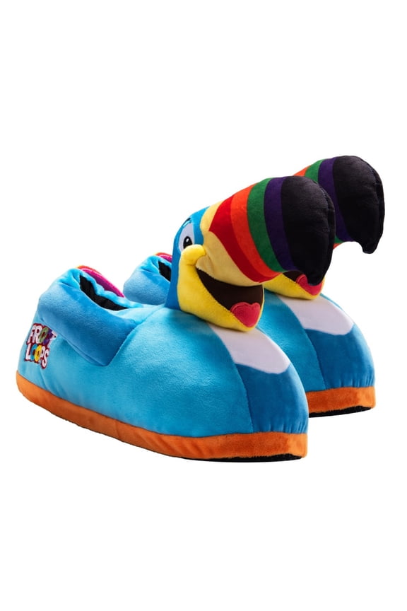 Froot Loops Toucan Sam Fun Indoor Novelty Slippers Colorful Plush Cozy House Shoes Size