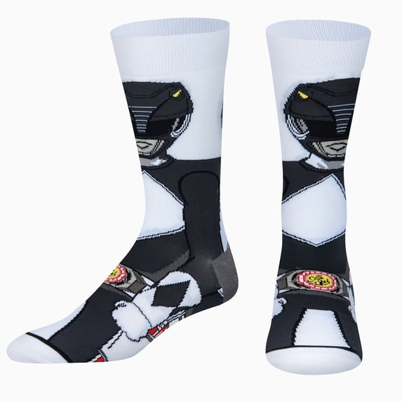ODD SOX – Black Ranger 360 – Novelty Crew Socks – Size Large – Men's 8–12 / Women's 9.5–13.5 – Tv