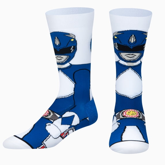 ODD SOX – Blue Ranger 360 – Novelty Crew Socks – Size Large – Men's 8–12 / Women's 9.5–13.5 – Tv