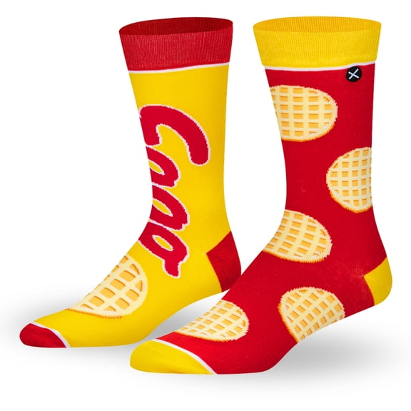 ODD SOX Eggo Waffle Breakfast Food Logo Novelty Crew Socks Size Large Mens 812 / Womens