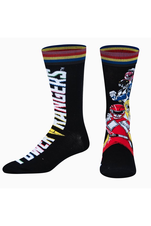 Mighty Morphin Power Rangers Assemble Crew Socks Large Sizes for Men, Women & Kids –
