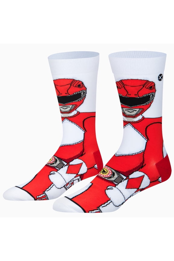 Mighty Morphin Power Rangers Red Ranger Crew Socks Large Sizes for Men, Women & Kids –