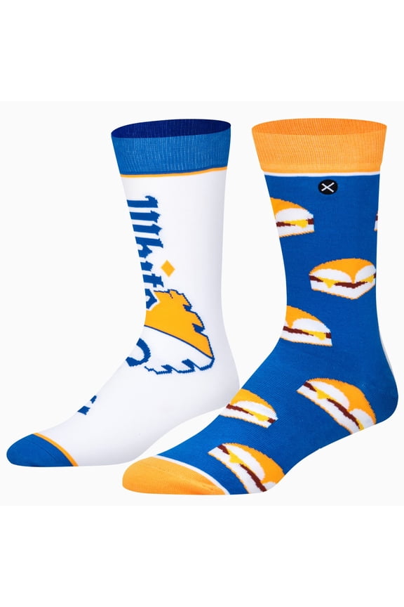 Odd Sox – White Castle Slider Socks, Officially Licensed Fast Food Crew Socks, Fun Burger Print,