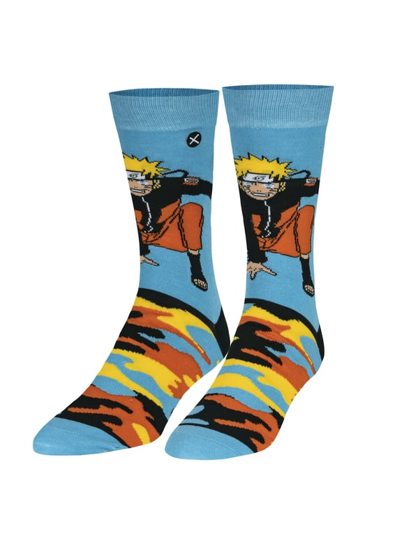 , Naruto Camo, Fun Graphic Print Crew Socks for Men & Women, Large