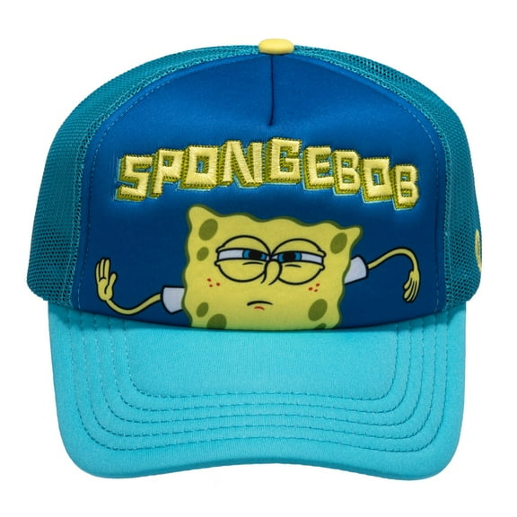 ODD SOX - SpongeBob Trucker Hat – Teal Snapback Cap – Mesh Back – One Size Adjustable Fit