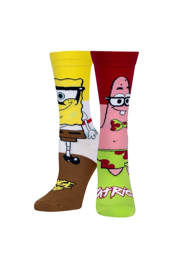 , Nickelodeon SpongeBob & Squidward Women Funny Print Crew Socks, Medium