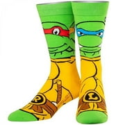 ODD SOX Teenage Mutant Ninja Turtles Crew Socks TMNT 4 Turtle Split Novelty Design Size Large for