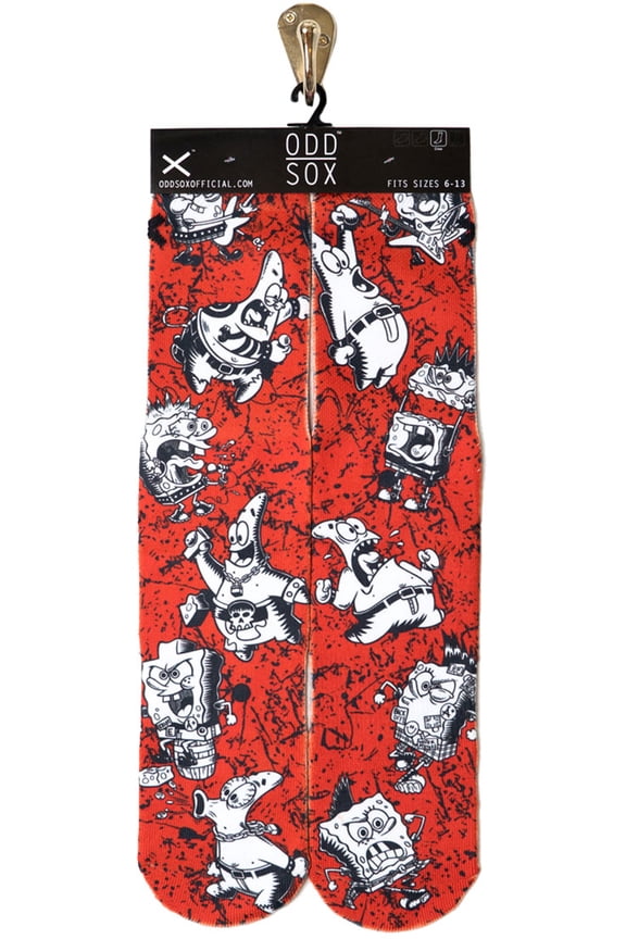 Punk Rock Sponge Bob and Patrick Crew Socks, 6-13