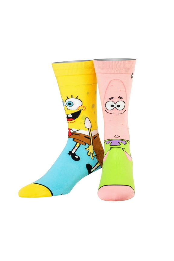 SpongeBob & Patrick Crew Socks Official Nickelodeon Funny 90s Cartoon Socks  Size for Men