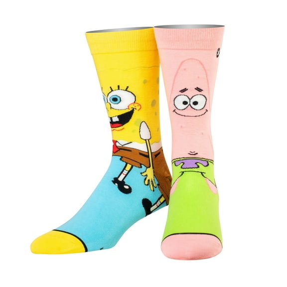 ODD SOX SpongeBob & Patrick Crew Socks Official Nickelodeon Funny 90s Cartoon Socks Size for Men