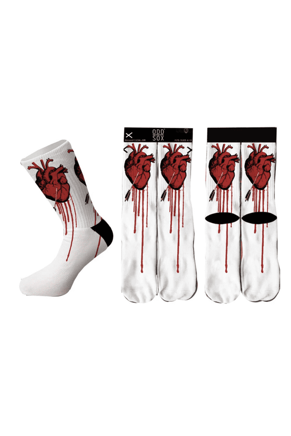 Streetwear Love Struck Bleeding Heart Sublimated Art Crew Socks OSFM