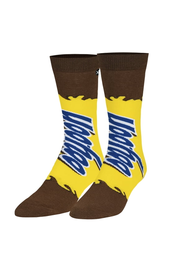Yoo-hoo Chocolate Drink Logo Crew Socks – Brown, Yellow & Blue Graphic | Officially Licensed