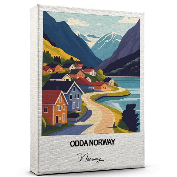 Odda Norway Travel Print on Canvas Norway Canvas Great for Travel Enthusiasts, Perfect for Home & Office Decor