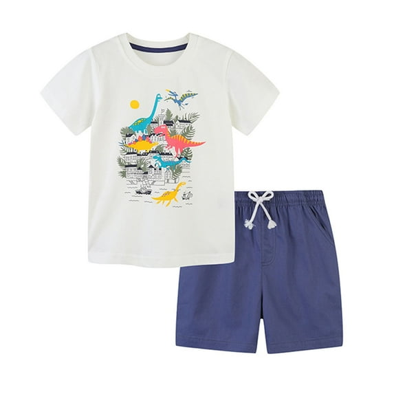 Oddler Boys Short Sleeve Dinosaur Print T Shirt Tops Shorts Kids 2Pc Set Outfits Clothes