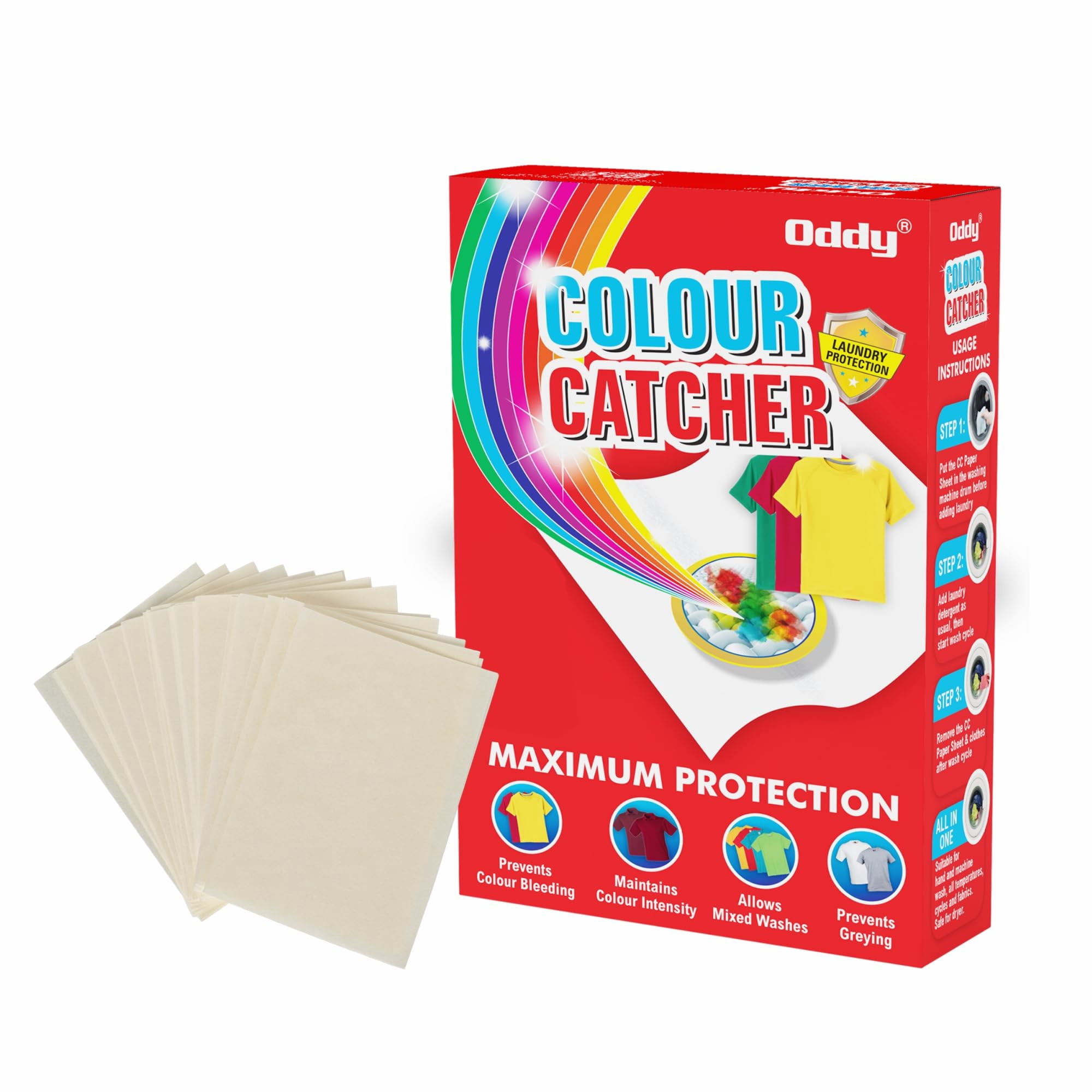 Oddy Colour Catcher 60 Sheets For Laundry, Allow Mixed Washes, Prevent ...