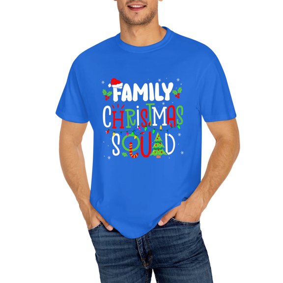 OdeJous Blue Family Christmas Squadd Matching Pajamas Santa Xmas Holiday T-Shirt Small