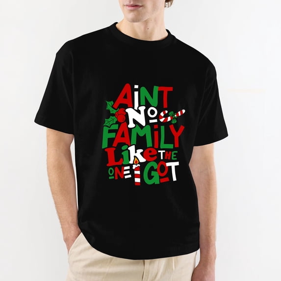 OdeJous Christmas Ain't No Family Like The One I Got Matching Family Men Women Graphic T-Shirt Funny Clothing Black S