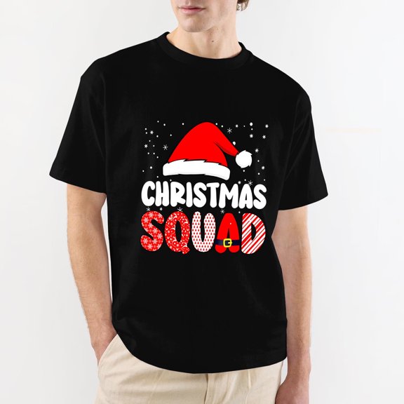 OdeJous Christmas SQUADS Men Women Graphic T-Shirt Funny Clothing Black XL