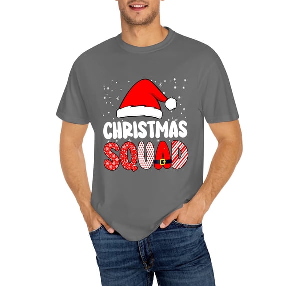 OdeJous Christmas Squads Family Group Matching Christmas Party Pajama T-Shirt, Dark Grey Medium