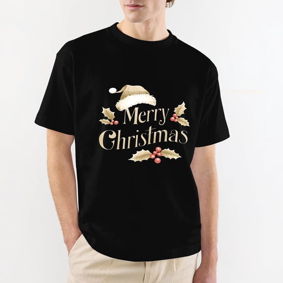 OdeJous Christmas Tee Men Women Graphic T-Shirt Funny Clothing Black L