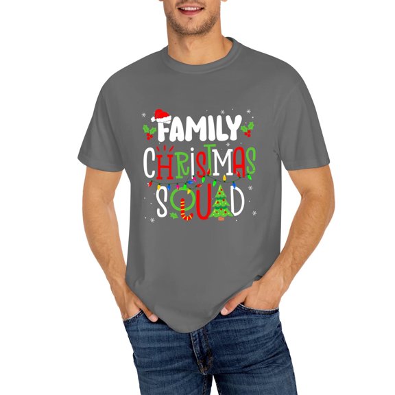 OdeJous Dark Grey Family Christmas Squadd Matching Pajamas Santa Xmas Holiday T-Shirt XX-Large