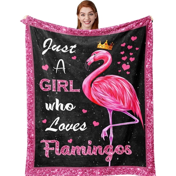 OdeJous Flamingo Gifts, Flamingo Gifts for Girls Women, Just A Girl Who Loves Flamingos, Flamingos Blanket 30"X40", Flam Decor, Presents for Flam Lovers