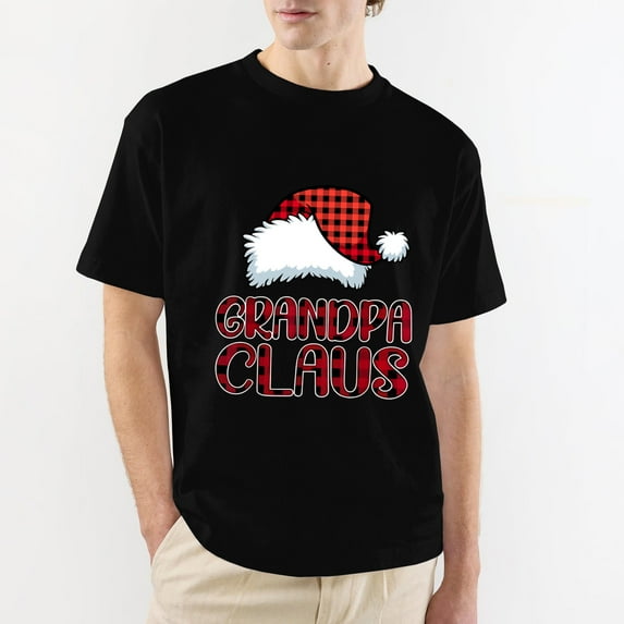 OdeJous Funny Grandpa Claus Graphic Christmas Tee Men Women Graphic T-Shirt Funny Clothing Black S