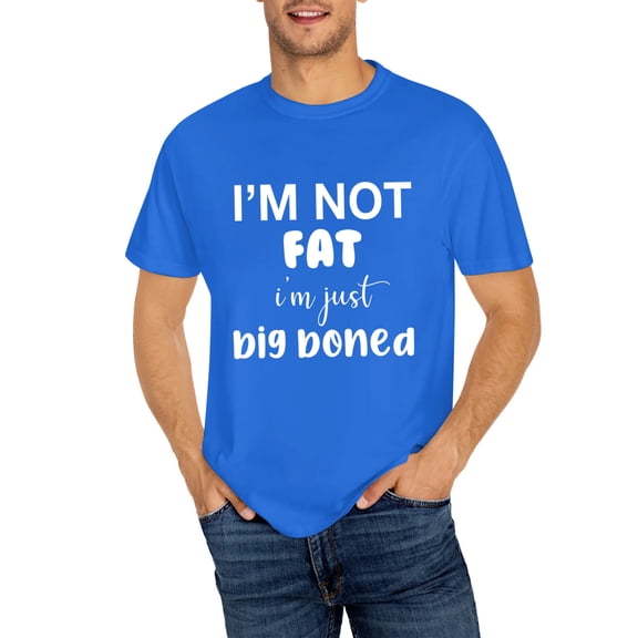 OdeJous Not Fat Overweight Just Big Boned Funny Thicc Thick PlusSize T-Shirt,Blue Large