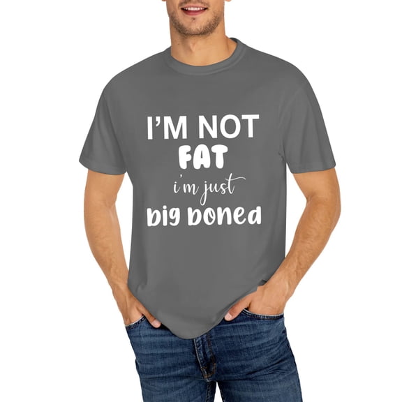 OdeJous Not Fat Overweight Just Big Boned Funny Thicc Thick PlusSize T-Shirt,Dark Gray Small