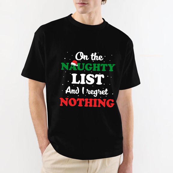 OdeJous Funny Christmas Tee Men Women Graphic T-Shirt Funny Clothing Black XL