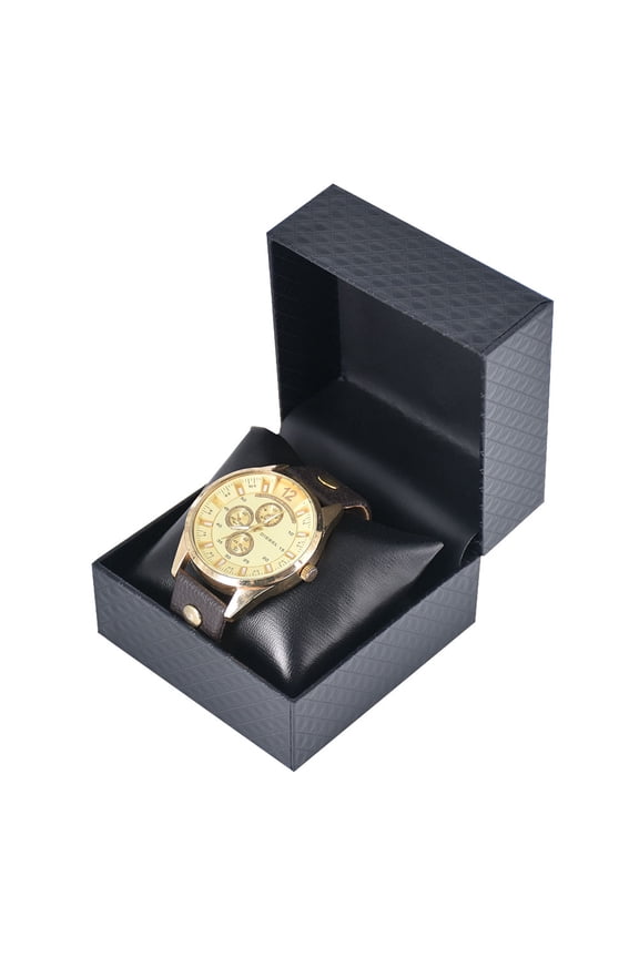 Flip Watch Case with Pillow Watch Box for Men Black 3.94*3.94*2.87in