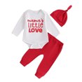 thumbnail image 1 of Odeerbi 0-1 Years Baby Boys Girls Mother's Day Outfits Layette Set Cotton Bodysuit Sweatpants with Headband Three Piece Set Ruffle Jumpsuit Baby Boys Girls Clothes, 1 of 2