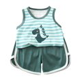 thumbnail image 1 of Odeerbi 0-10 Years Toddler Boys Summer Outfits Dinosaur Cotton Tank Tops Shorts Two-piece Set Graphic Casual Loungewear Toddler Boys Clothes, 1 of 3