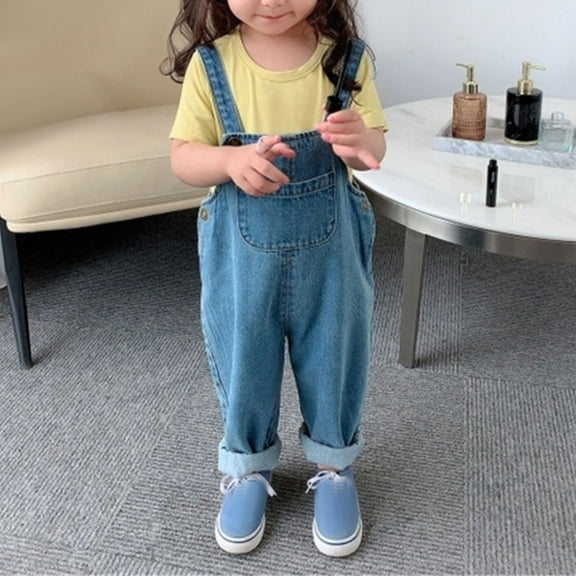 Odeerbi 0-11 Years Toddler Girls Summer Denim Overalls Backless Bib Overall Jeans Cute Playsuit Strap Romper Jumpsuit