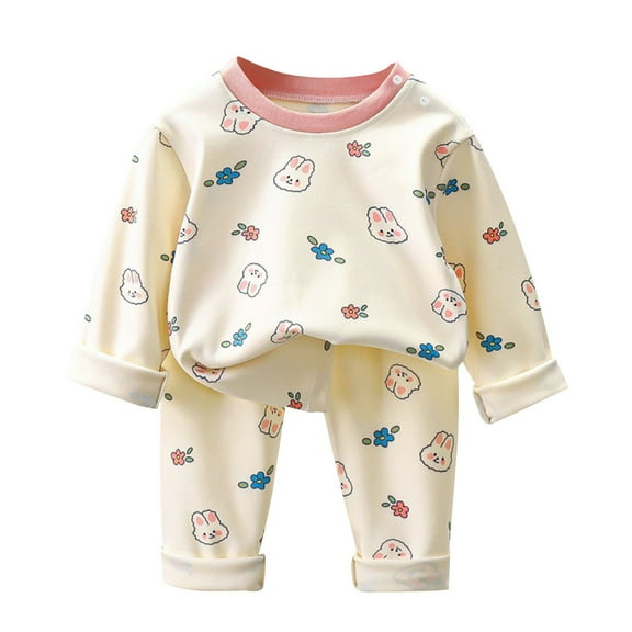 Odeerbi 0-13 Years Toddler Boys Girls Cotton Pajamas Outfits Cute Printed Long Sleeve Tops Pants Two-piece Pajama Set Conditioning Clothes Sleepwear Loungewear Toddler Boys Girls Clothes