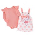 thumbnail image 1 of Odeerbi 0-18 Months Baby Girls Summer Outfits Layette Set Rib Knit Bodysuit Bib Overall Dress Set Solid Color Jumpsuit Cute Suspender Skirt Set Baby Girls Clothes, 1 of 9