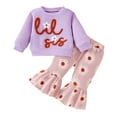 thumbnail image 1 of Odeerbi 0-18 Months Infant Girls Outfits Daisy Print Cotton Crewneck Sweatshirts Flared Pants Set Sweatshirt Floral Bell Bottom Trousers Two-piece Set Infant Girls Clothes, 1 of 9