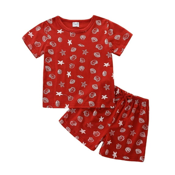 Odeerbi 0-2 Years Infant Girls Summer Outfits Cute Print Cotton Short Sleeve T-Shirt Shorts Two-piece Set Casual Loungewear Infant Girls Clothes